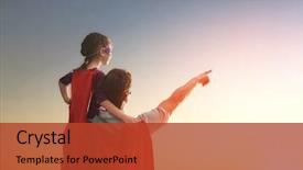  Presentation with family day - Audience pleasing presentation theme consisting of concept of father's day backdrop and a red colored foreground