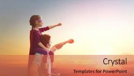  Presentation with child superhero - Theme with concept of father's day background and a coral colored foreground