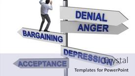  Presentation with grief - Audience pleasing presentation design consisting of concept-of-five-stages backdrop and a light blue colored foreground