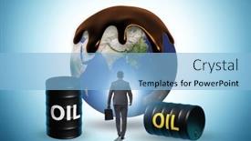  Presentation with global - Presentation theme consisting of concept-of-global-oil-business background and a  colored foreground