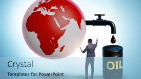  Presentation with oil - Slide set enhanced with concept-of-global-oil-business background and a light blue colored foreground