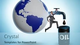  Presentation with global - Presentation theme consisting of concept-of-global-oil-business background and a light blue colored foreground