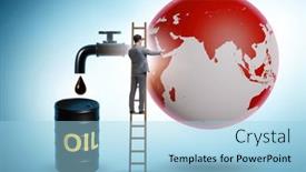  Presentation with global - Slide set having concept-of-global-oil-business background and a light blue colored foreground
