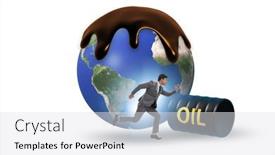  Presentation with oil - PPT theme with concept-of-global-oil-business background and a light gray colored foreground