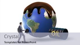  Presentation with oil - Presentation design featuring concept-of-global-oil-business background and a light blue colored foreground