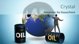  Presentation with global - PPT layouts consisting of concept-of-global-oil-business background and a cool aqua colored foreground