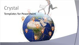  Presentation with globe - PPT theme with concept-of-global-shopping background and a white colored foreground