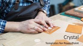  Presentation with leather craft - Audience pleasing presentation theme consisting of concept of handmade craft production backdrop and a lemonade colored foreground