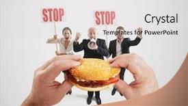  Presentation with hands holding - Colorful presentation theme enhanced with concept of harmful fast foods backdrop and a light gray colored foreground