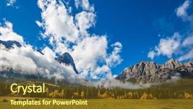  Presentation with canada - Colorful PPT layouts enhanced with concept of hiking auroral sunny day in canmore the famous three sisters mountains in the canadian rockies of canada backdrop and a tawny brown colored foreground