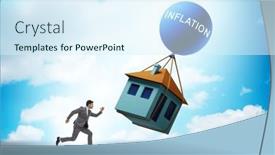 Presentation with housing - Presentation theme enhanced with concept-of-housing-prices-inflation background and a sky blue colored foreground