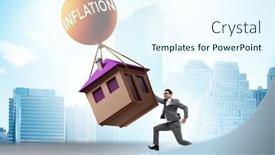  Presentation with housing - PPT theme featuring concept-of-housing-prices-inflation background and a cool aqua colored foreground