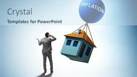  Presentation with housing - Presentation theme consisting of concept-of-housing-prices-inflation background and a sky blue colored foreground