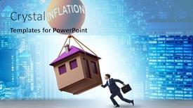 Presentation with inflation - Presentation theme consisting of concept-of-housing-prices-inflation background and a light blue colored foreground