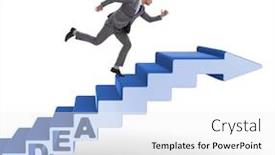  Presentation with climbing stairs - Slide set with growth job career leadership education - concept of idea with businessman background and a white colored foreground