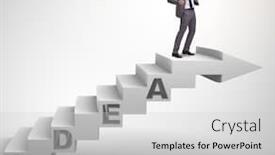  Presentation with climbing stairs - Slide set enhanced with growth job career leadership education - concept of idea with businessman background and a light gray colored foreground