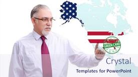  Presentation with immigration - Presentation theme with concept-of-immigration-to-usa background and a sky blue colored foreground