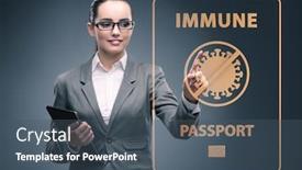  Presentation with passport - Slide deck with concept-of-immunity-passport-pressing background and a ocean colored foreground