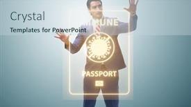  Presentation with immunity - Colorful PPT theme enhanced with concept-of-immunity-passport-pressing backdrop and a sky blue colored foreground