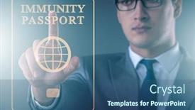  Presentation with immunity - Beautiful slide set featuring concept-of-immunity-passport-pressing backdrop and a ocean colored foreground