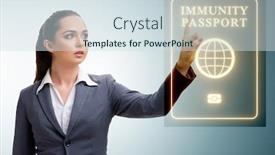  Presentation with immunity - Presentation design with concept-of-immunity-passport-pressing background and a sky blue colored foreground