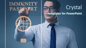  Presentation with immunity - Cool new presentation design with concept-of-immunity-passport-pressing backdrop and a ocean colored foreground