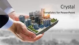  Presentation with industrial - Slide deck enhanced with concept of industrial construction mixed background and a light gray colored foreground