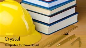  Presentation with hat - Presentation consisting of concept of industrial education background and a gold colored foreground