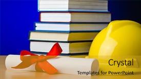  Presentation with industrial textile industry yarn spools - Cool new slide deck with concept of industrial education backdrop and a  colored foreground