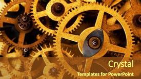  Presentation with gear wheels - Presentation theme enhanced with concept of industrial science clockwork background and a tawny brown colored foreground
