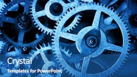  Presentation with gear wheels - PPT theme consisting of concept of industrial science clockwork background and a ocean colored foreground