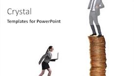  Presentation with gender - Cool new slide set with concept of inequal pay and gender gap between man woman backdrop and a white colored foreground