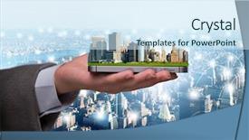  Presentation with smart grid - PPT layouts consisting of concept of innovative smart city background and a sky blue colored foreground