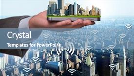  Presentation with smart city - Slides having concept of innovative smart city background and a teal colored foreground