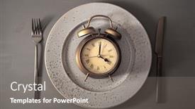  Presentation with ketogenic diet - Colorful slide set enhanced with concept of intermittent fasting ketogenic diet weight loss fork and knife alarmclock on plate backdrop and a gray colored foreground