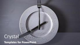  Presentation with ketogenic diet - Presentation design enhanced with concept of intermittent fasting and ketogenic diet weight loss fork and knife crossed on a plate background and a gray colored foreground