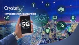  Presentation with mobile technology - Beautiful slide set featuring concept of internet connection technology backdrop and a navy blue colored foreground