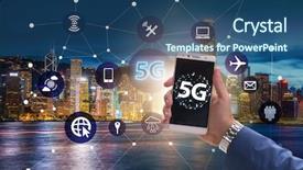  Presentation with mobile technology - Amazing presentation theme having concept of internet connection technology backdrop and a ocean colored foreground