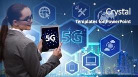  Presentation with mobile technology - Audience pleasing presentation consisting of concept of internet connection technology backdrop and a ocean colored foreground