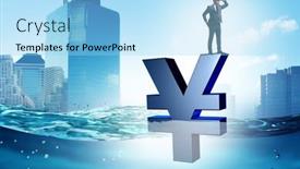  Presentation with japanese - Slides consisting of concept-of-japanese-yen-sinking background and a  colored foreground