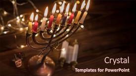  Presentation with hanukkah - Beautiful theme featuring concept-of-jewish-holiday-hanukkah backdrop and a wine colored foreground