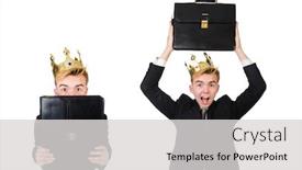  Presentation with king crown - Theme having concept-of-king-businessman background and a light gray colored foreground