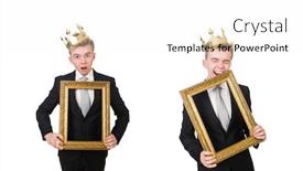  Presentation with king crown - Theme with concept-of-king-businessman background and a white colored foreground