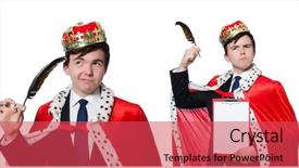  Presentation with king crown - PPT layouts having concept of king businessman with crown background and a red colored foreground