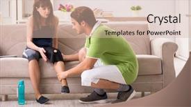  Presentation with sport injury - Theme featuring concept of knee sports injury background and a soft green colored foreground