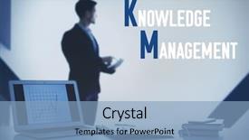  Presentation with knowledge management - Amazing presentation theme having concept of knowledge management workplace backdrop and a light blue colored foreground