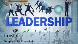  Presentation with concept for problem solving many - Slide set consisting of concept of leadership with many background and a light blue colored foreground