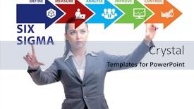  Presentation with lean - Colorful slide set enhanced with concept-of-lean-management backdrop and a teal colored foreground