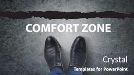  Presentation with zone - Slide deck consisting of concept-of-leaving-the-comfort background and a  colored foreground