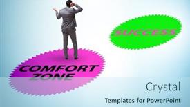  Presentation with zone - PPT theme featuring concept-of-leaving-the-comfort background and a cool aqua colored foreground